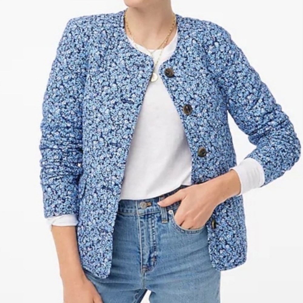 J.Crew Blue Floral Jacket Size 2
